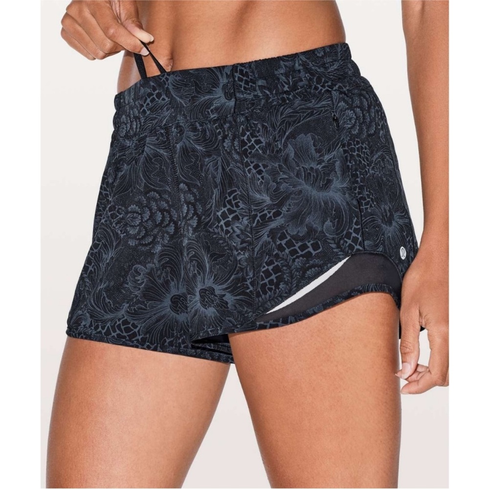 Lululemon Hotty Hot Black Floral Athletic Shorts